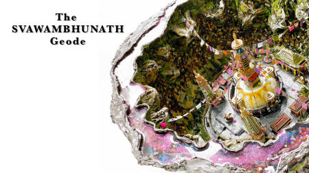 The Svayambhunath Geode | Multimedia construction for floor or pedestal | 15" X 30"  