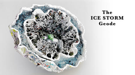 The Ice Storm Geode | Multimedia construction for floor or pedestal | 6" X 13" 