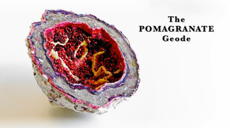The Pomegranate Geode | Multimedia construction for floor or pedestal |  7" X 13" 
