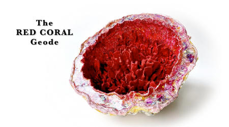 The Red Coral Geode | Multimedia construction for floor or pedestal | 13" X 23"  