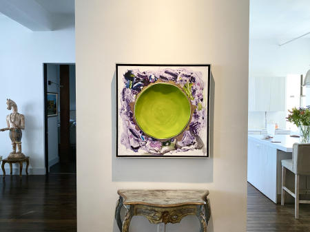 "The Spring Green Host" | Studio view with artist's frame.