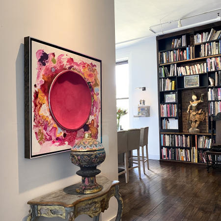 "The Magenta Host" | Studio view with artist's frame