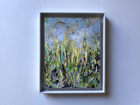 "Saplings" | Scale view with artist's frame.