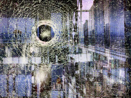 "Shattered" | From the series, STRAYS | Laser-etched Vibrachrome silver aluminum print | Edition of 5 | sizes variable