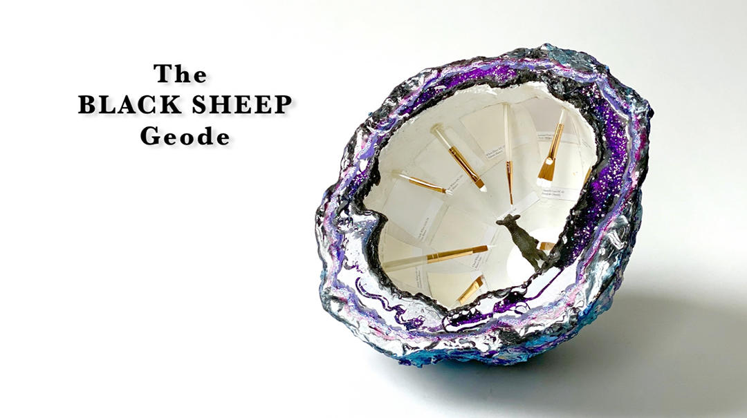 The Black Sheep Geode | 2019 | Multimedia construction for floor or pedestal | 9" X 13" 