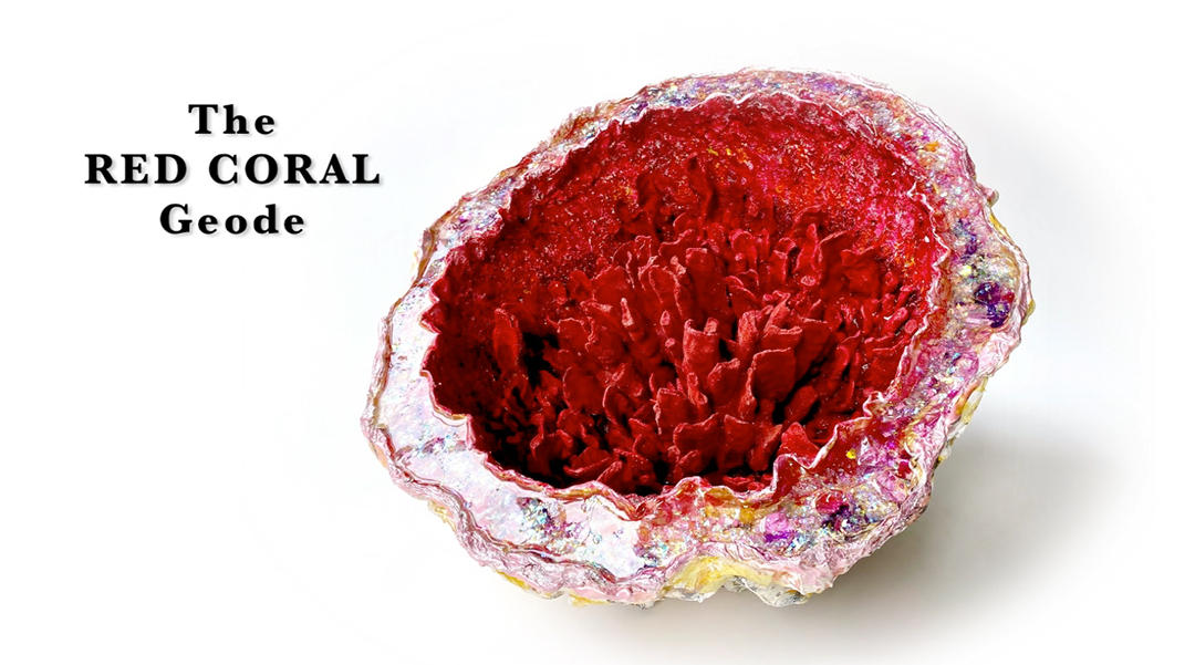 The Red Coral Geode | 2019 | Multimedia construction for floor or pedestal | 13" X 23"  