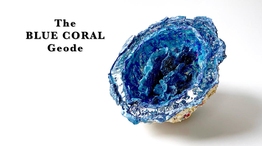 The Blue Coral Geode | 2019 | Multimedia construction for floor or pedestal | 13" X 23"  