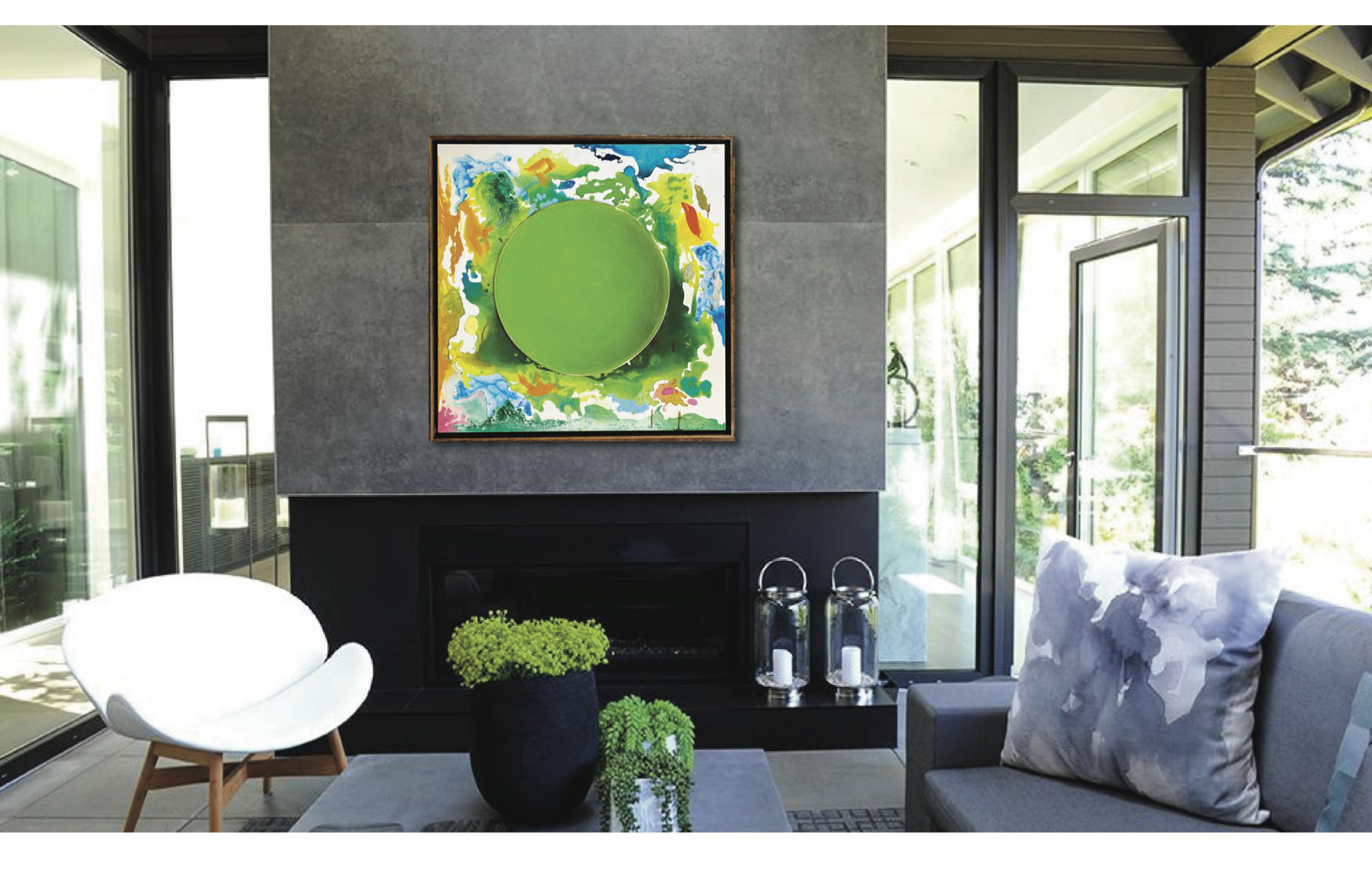 "Light Green Host" | Approximate scale view with artist's frame