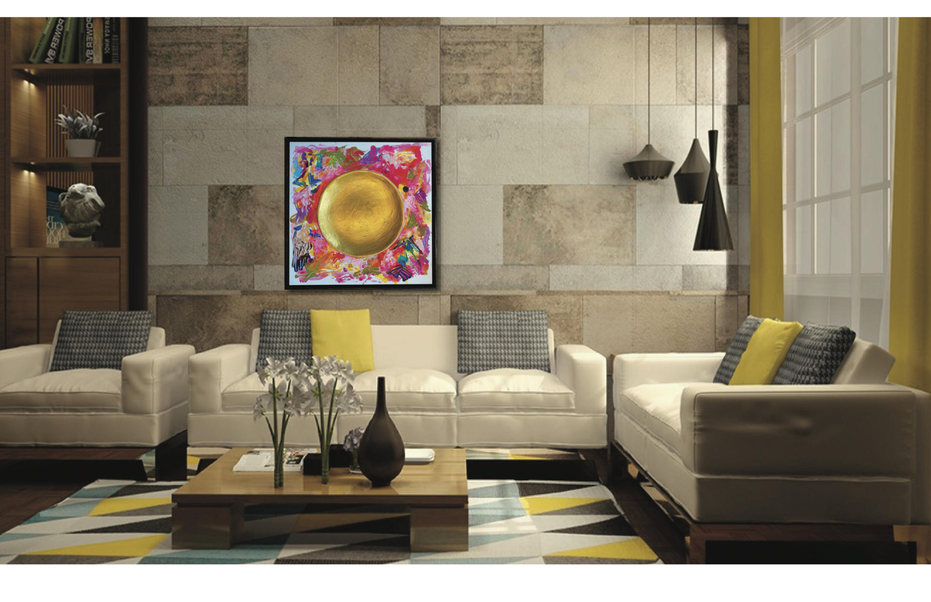 "Gold Host" | Approximate scale view in artist's frame