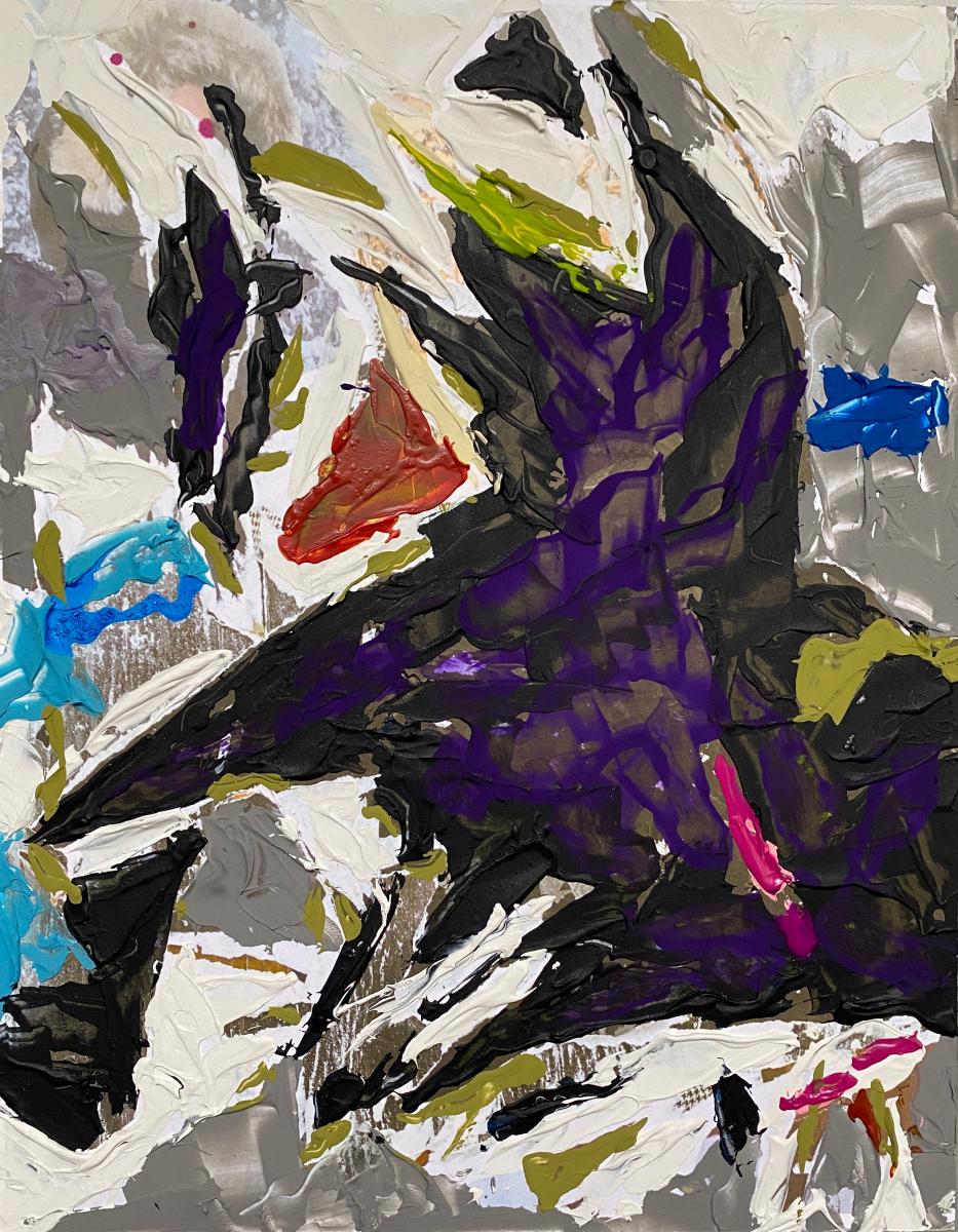 "Stanton & Christie" |  From the series, FINDS |  2021 | Liquid acrylics, tempera and ceramic adhesive with photography on board | 11" X 14" 