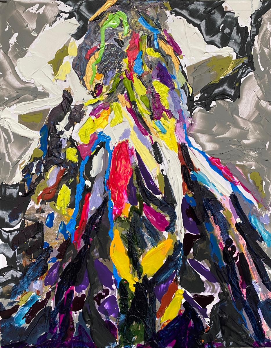 "Spring & Sullivan" |  From the series, FINDS | 2021 | Liquid acrylics, tempera and ceramic adhesive with photography on board | 11" X 14" 