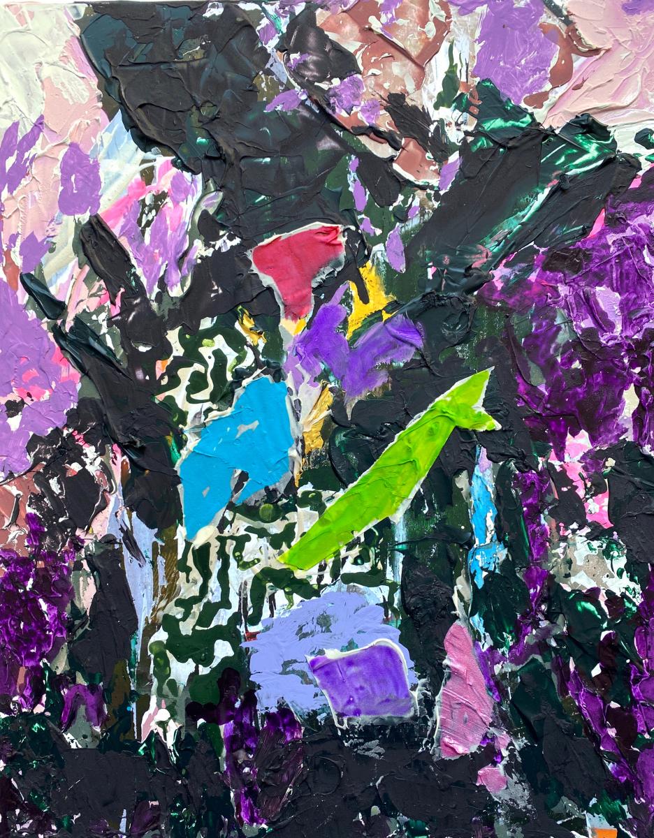 "McDougall & Grand" |   From the series, FINDS | 2021 | Liquid acrylics, tempera and ceramic adhesive with photography on board | 11" X 14" 