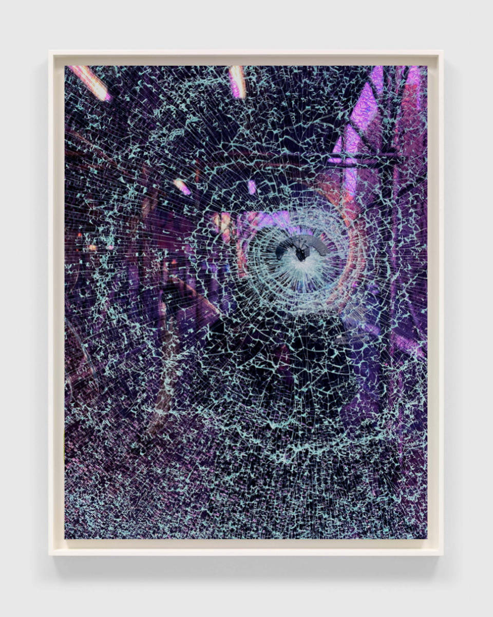 "The Eye" (Purple Vertical) | From the series, STRAYS | Laser-etched Vibrachrome silver aluminum print | Edition of 5 | sizes variable