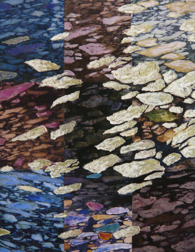 Ice | "9 Moments #1" | Oils, acrylics, ceramic fixative, marble, photography & ink-jet printing on masonite panels | 42" X 33" | 2009 