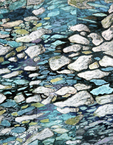 Ice | "9 Moments #2" | Oils, acrylics, ceramic fixative, marble, photography & ink-jet printing on masonite panels | 42" X 33" | 2009 