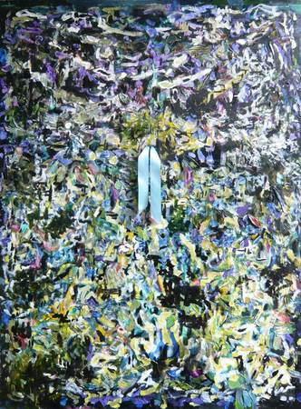 Wishes | "Blue Ribbon" | 2009 | Oils and acrylics on digital C-Print photography with satin ribbon | | 43.5" X 58 