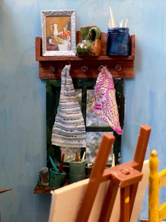 The Starry Night Geode | Interior detail with easel and personal items