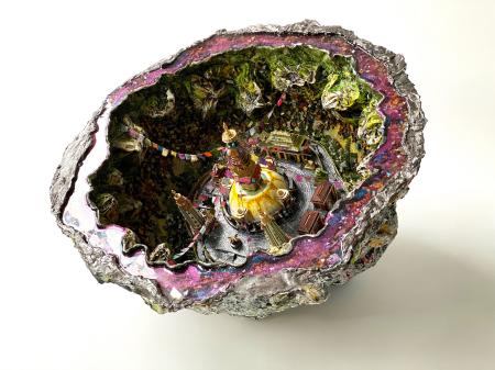 The Svayambhunath Geode |  Multimedia construction for floor or pedestal | 15" X 30"  