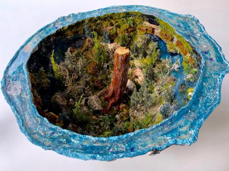 The Redwood Geode | Multimedia construction for floor or pedestal | 15" X 29" 