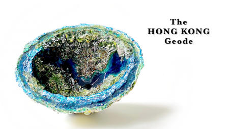 The Hong Kong Geode |  Multimedia construction for floor or pedestal | 12" X 33" 