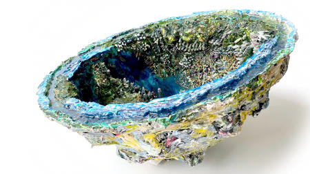 The Hong Kong Geode | Multimedia construction for floor or pedestal | 12" X 33" 