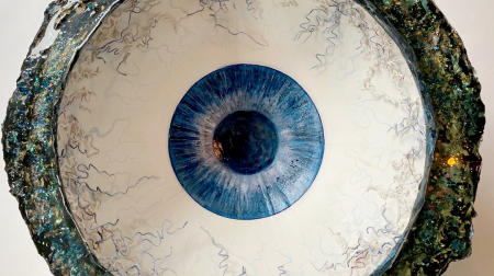 The Blue Iris Geode | Multimedia construction for floor or pedestal | 22" X 38" 