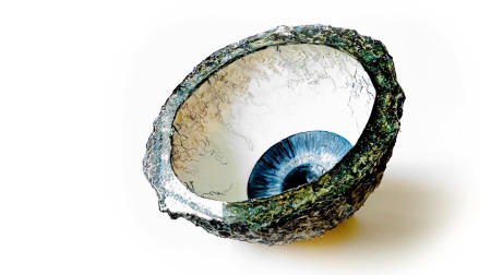 The Blue Iris Geode | Multimedia construction for floor or pedestal | 22" X 38" 