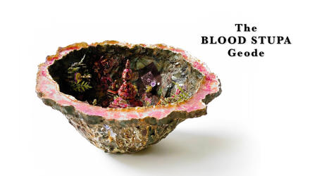 The Blood Stupa Geode | Multimedia construction for floor or pedestal | 9" X 19" 