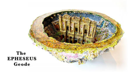 The Ephesus Geode | Multimedia construction for floor or pedestal | 23" X 44" 