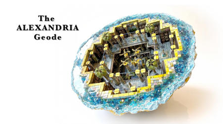 The Alexandria Geode | Multimedia construction for floor or pedestal | 17" X 30" 