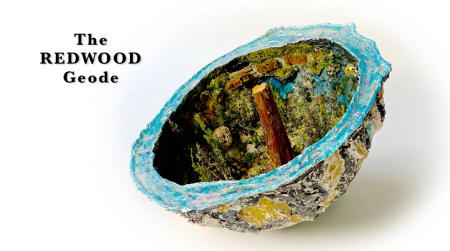 The Redwood Geode | Multimedia construction for floor or pedestal | 15" X 29" 