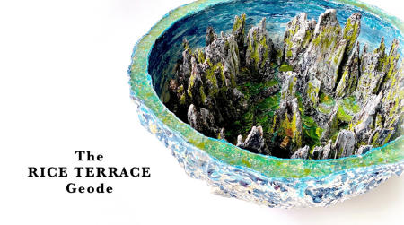 The Rice Terrace Geode | Multimedia construction for floor or pedestal | 20" X 40" 