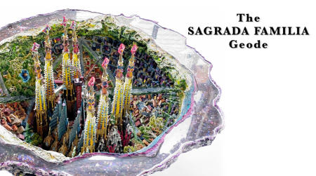 The Sagrada Familia Geode |  Multimedia construction for floor or pedestal | 24" X 32" 