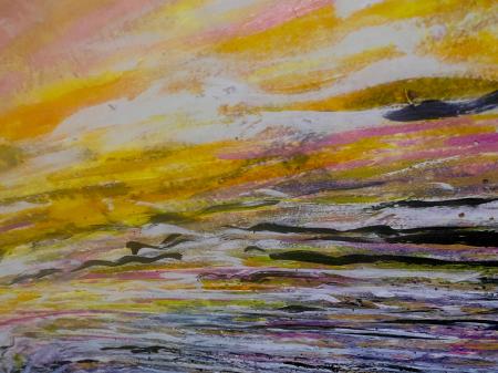 "7PM Over The Peninsula " | From the series, SKIES | Painting and photography combined on archival Vibrachrome silver metal prints | edition of 5 | sizes variable.