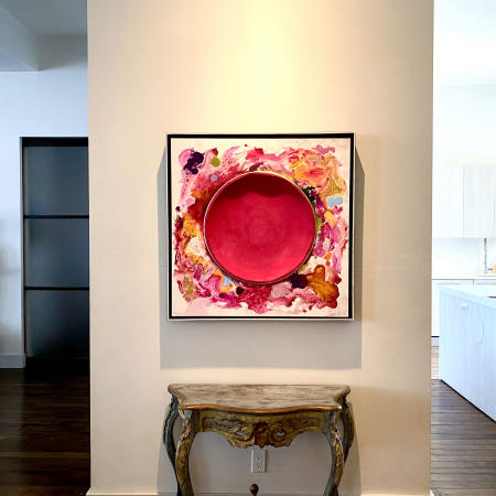 "The Magenta Host" | Studio view with artist's frame