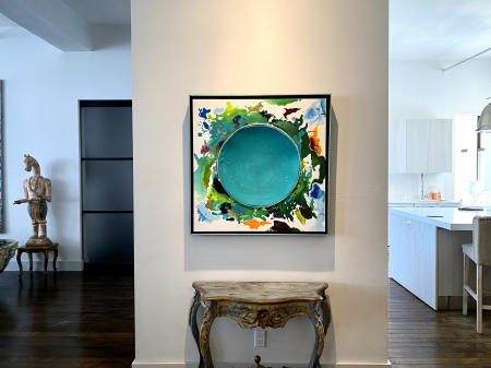 "Turquoise Host" | Studio view with artist's frame