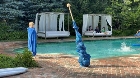 Sugar Stick | "Small Blue" | 69" X 20" | Installation view, poolside.