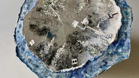 The Black Diamond Geode | Multimedia construction for tabletop or pedestal | 16"W X 13.5"H