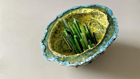 The Emerald City Geode | Multimedia construction for floor, tabletop or pedestal | 16"W X 13"H