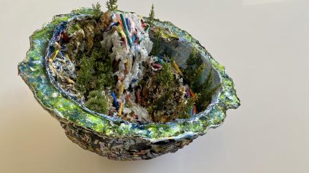 The Logjam Geode | Multimedia construction for floor, tabletop or pedestal | 17.5"W X 12.5"H