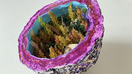 The Tamarack Geode | Multimedia construction for tabletop or pedestal | 17"W X 12"H