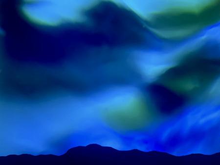 "Blue Phenomena #4 Above An Undisclosed Location" | Multimedia Painting and Photography combined on silver metal.