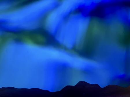 "Blue Phenomena #9 Above An Undisclosed Location" | Multimedia Painting and Photography combined on silver metal.